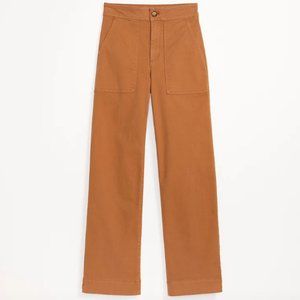 Twill High-Rise Slim Wide Leg Pant